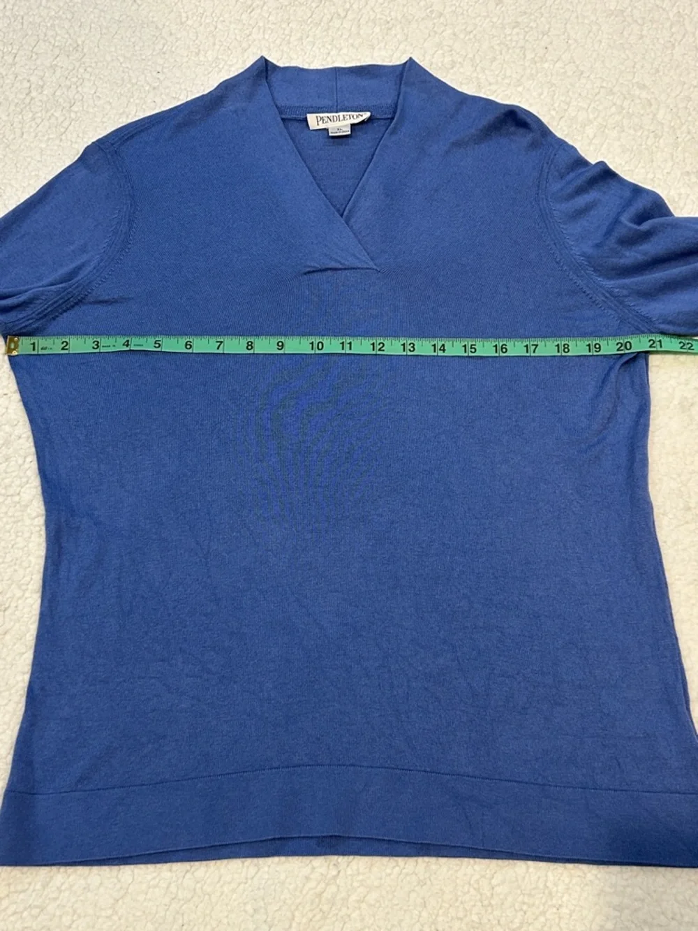 Pendelton V-Neck Silk Cashmere Cotton Long Sleeve Knit Sweater XL Blue